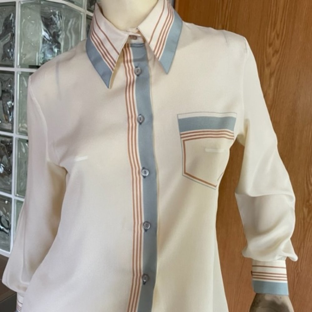 Vtg. SERGE NANCEL PARIS BLOUSE Long Sleeve, Button Down SIZE 42 Unique Graphics - Picture 6 of 9